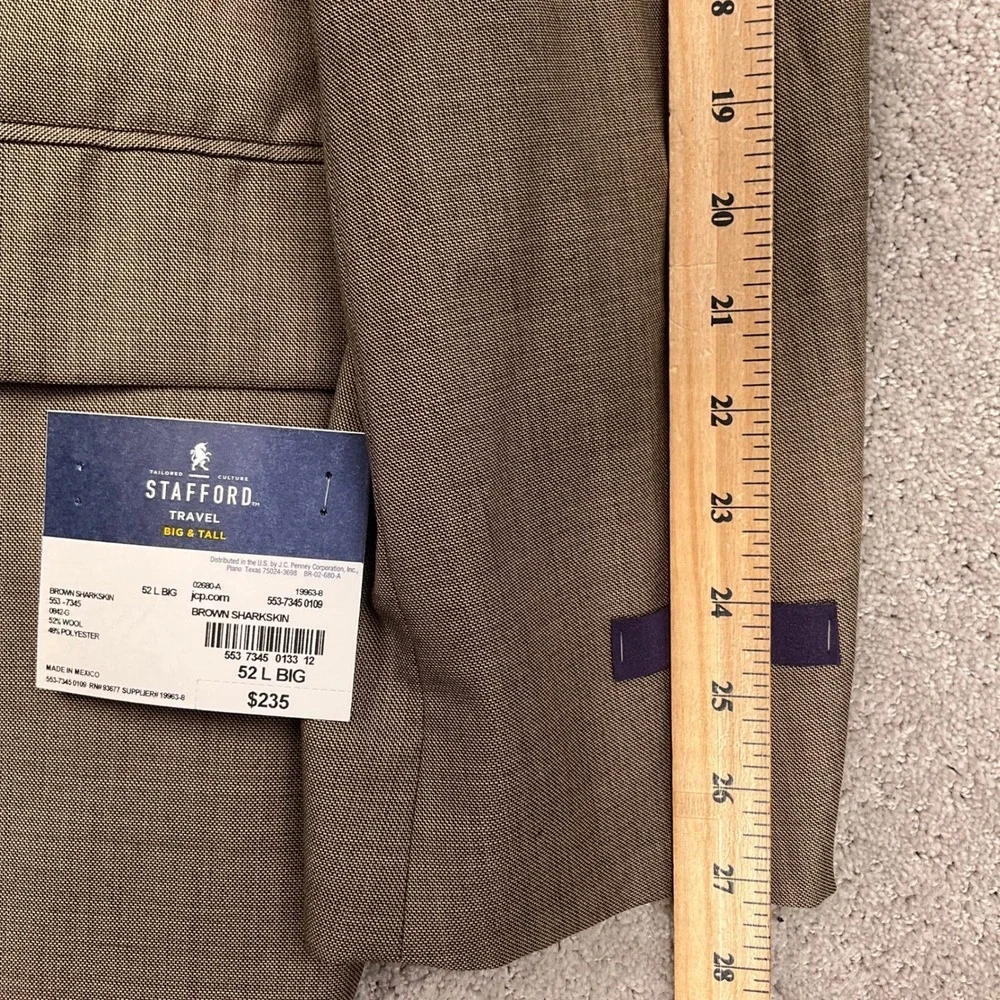Stafford Blazer & Vest Mens 52BL Brown Travel Wool